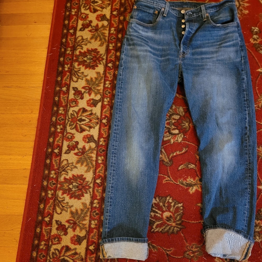 Levi's blue jeans, size 31, straight leg high rise